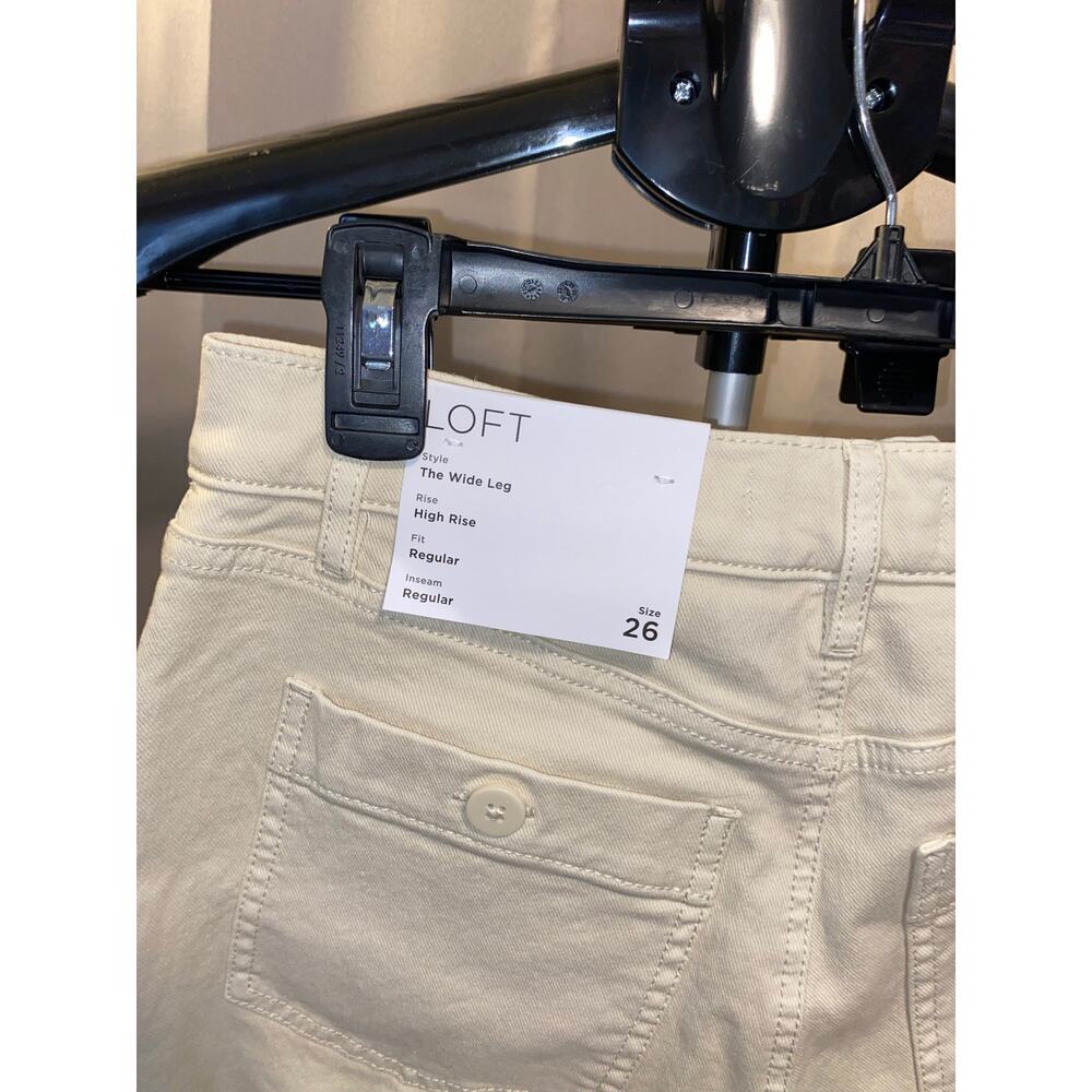 LOFT High Rise Wide Leg Crop Jeans Ivory Cream Denim Size 26 NWT - Picture 5 of 9